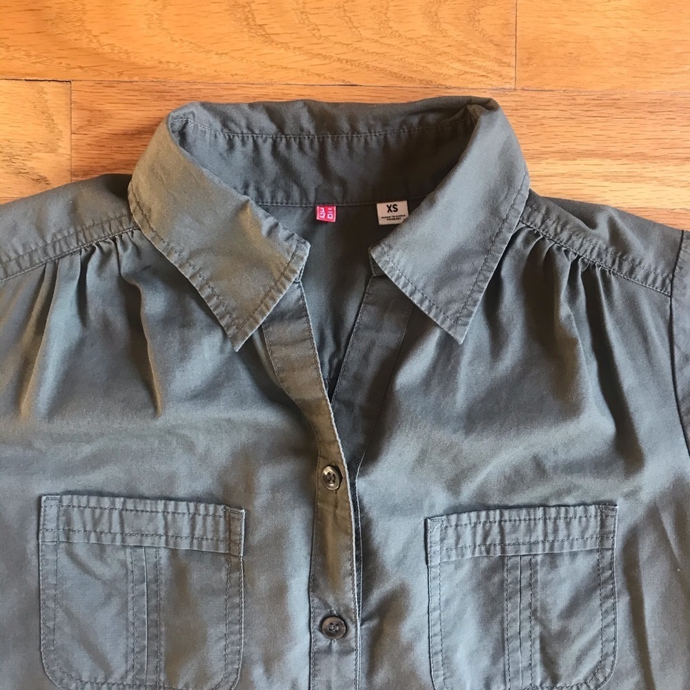 UNIQLO Olive Green Button Down Tunic XS - Picture 2 of 5